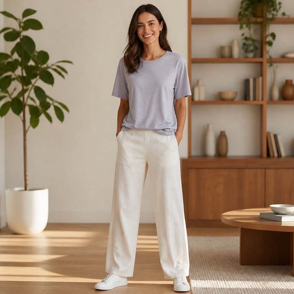 Eileen Fisher Petite Lavender’s Organic Cotton Short Sleeve Crew Neck T-Shirt